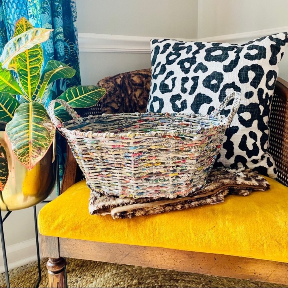 NWT Trader Joe's Colorful Handcrafted Woven Basket